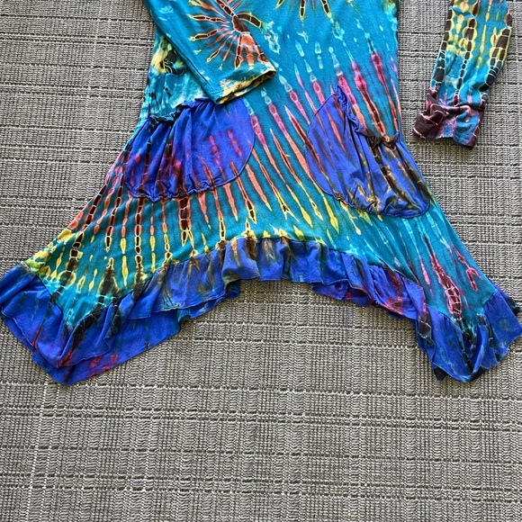 Kathmandu Imports Dresses Imported Tie Dye Boho Dress Fits Sm Super